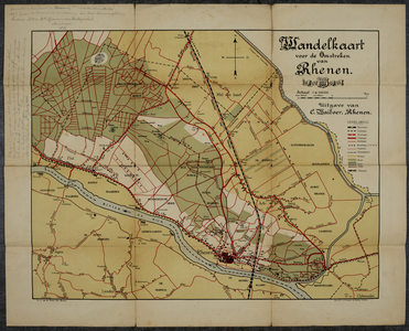 210088 Wandelkaart van de omgeving van Rhenen, van Elst tot de Bisschop Davids Grift, met legenda.